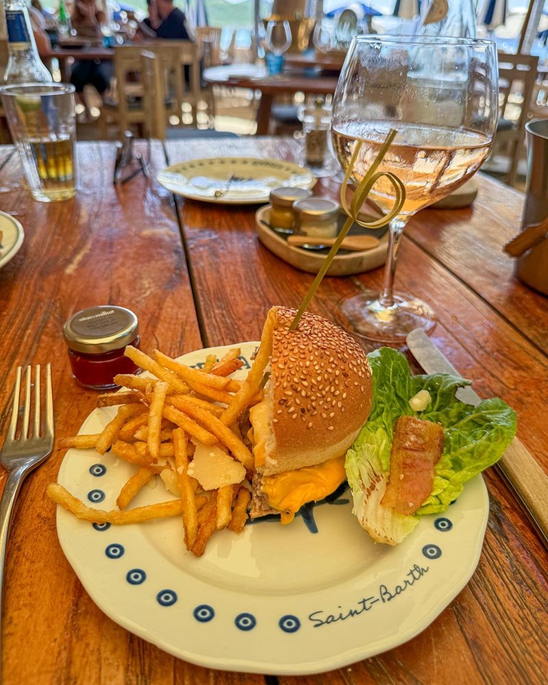 Gyp Sea Beach Club St Barths lunch burger