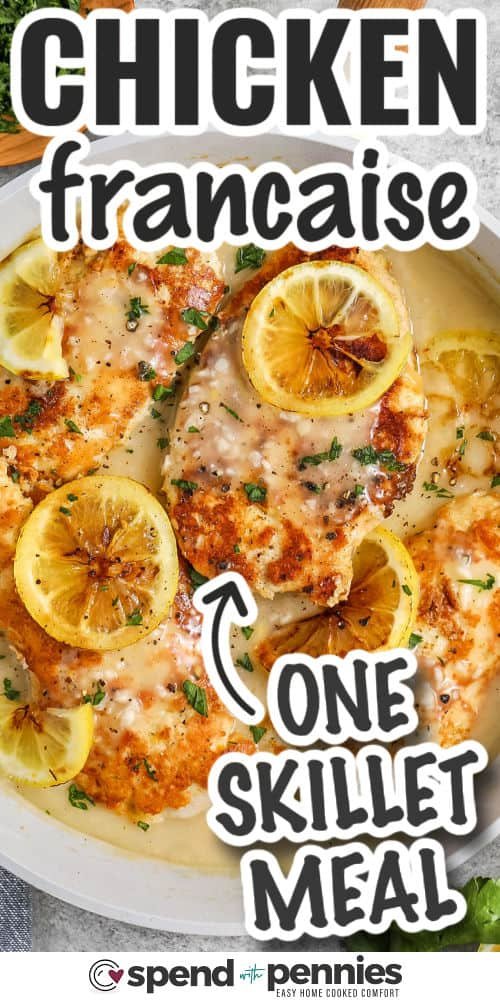 one skilled Chicken Francese with writing