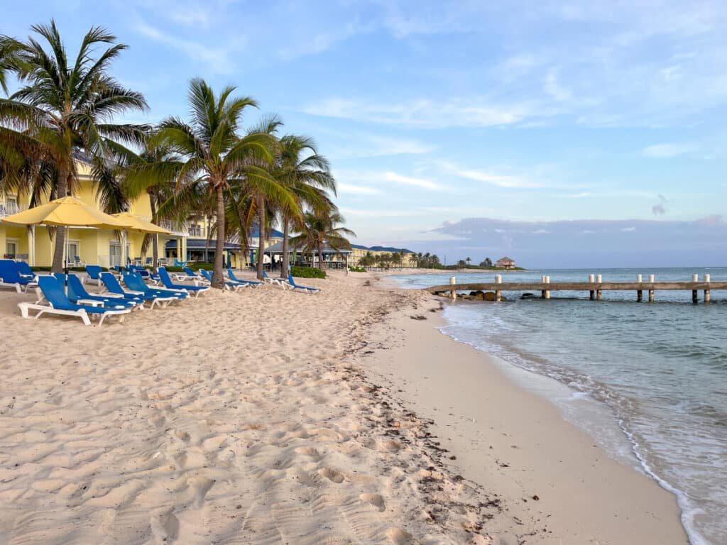 The beach at the Wyndham Reef Resort in Grand Cayman