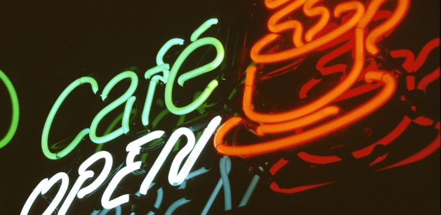 Cafe Sign in fluorescent light  