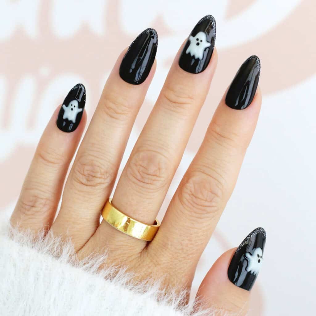 ghost halloween black nails