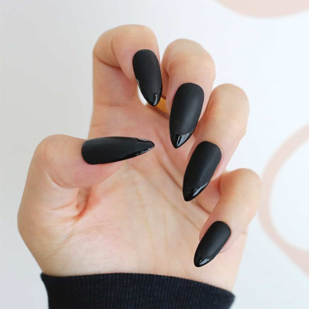 black matte french tip nails for halloween