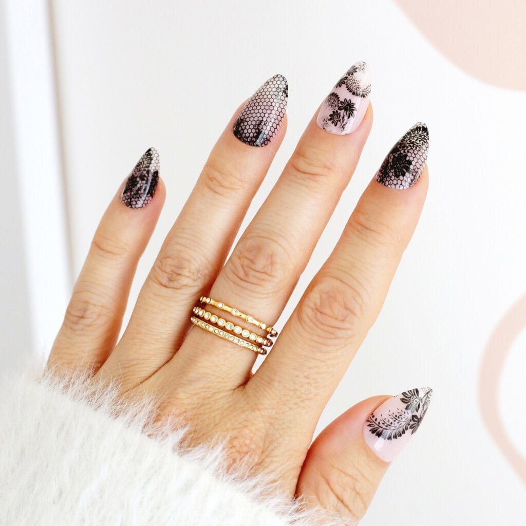 black lace nails halloween