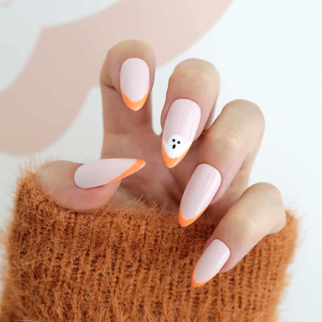 orange ghost french tip nails