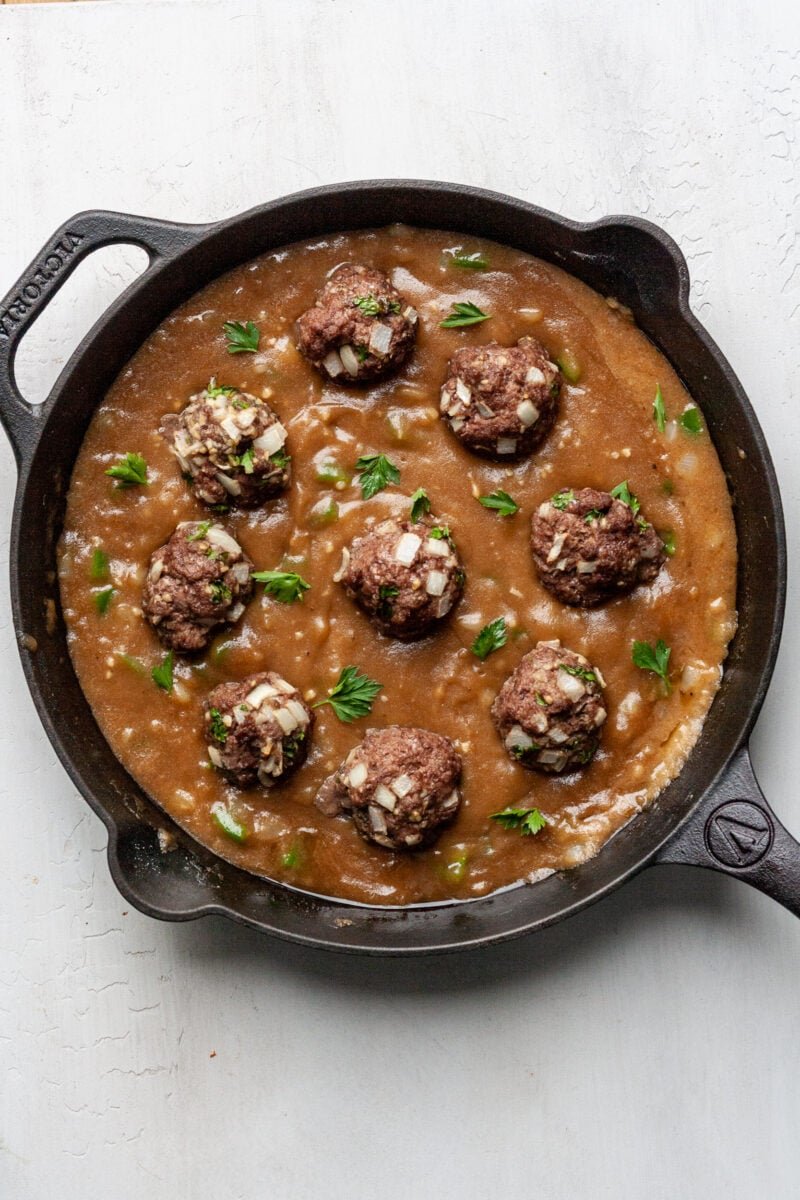 Meatballs with sauce.