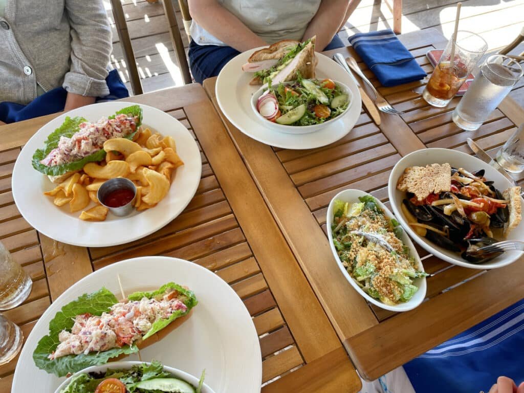 Restaurant meals on a table