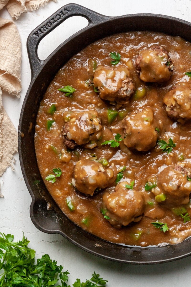 Meatballs with gravy.